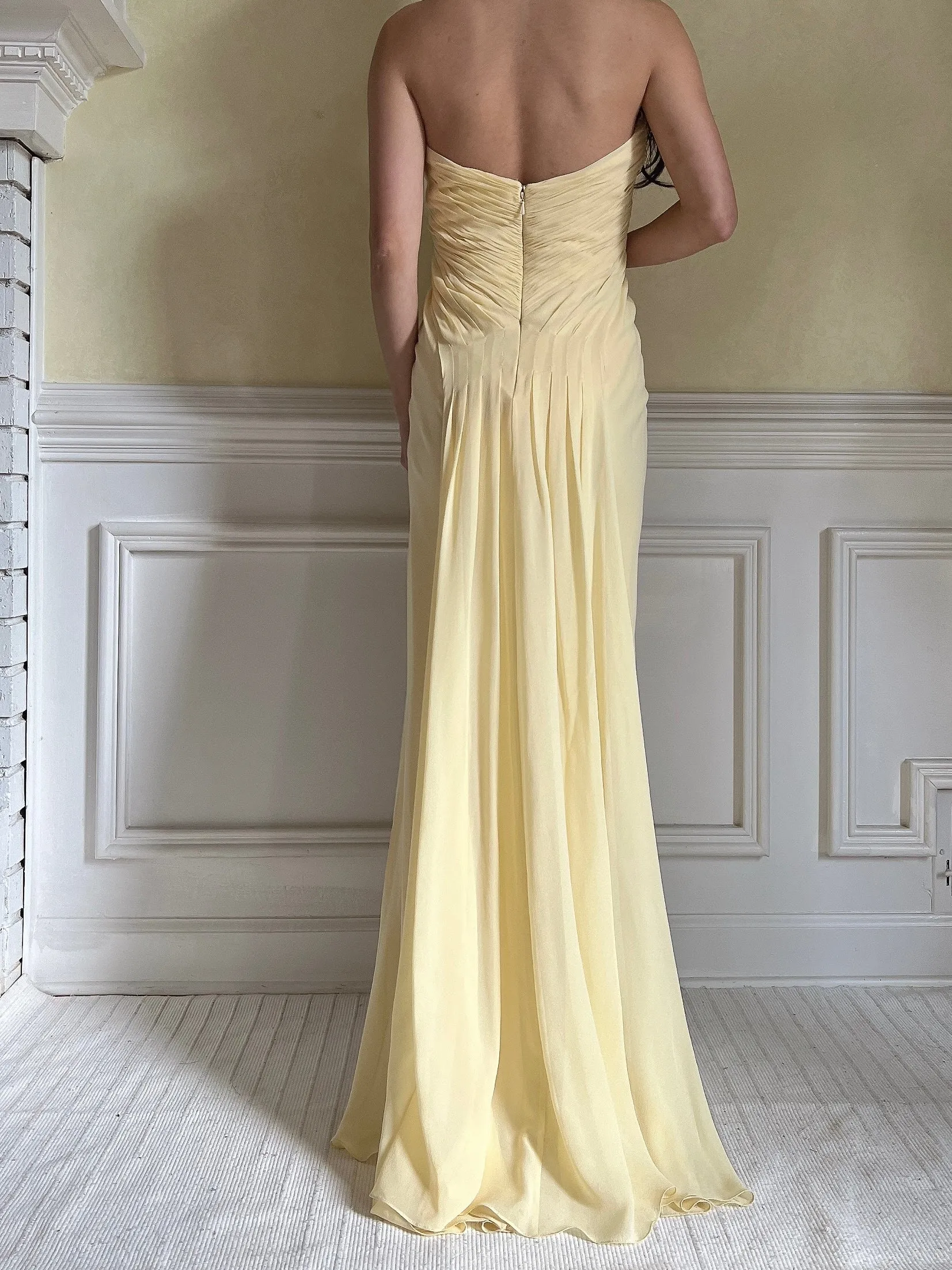 Vintage Yellow Silk Gown - S