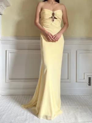 Vintage Yellow Silk Gown - S