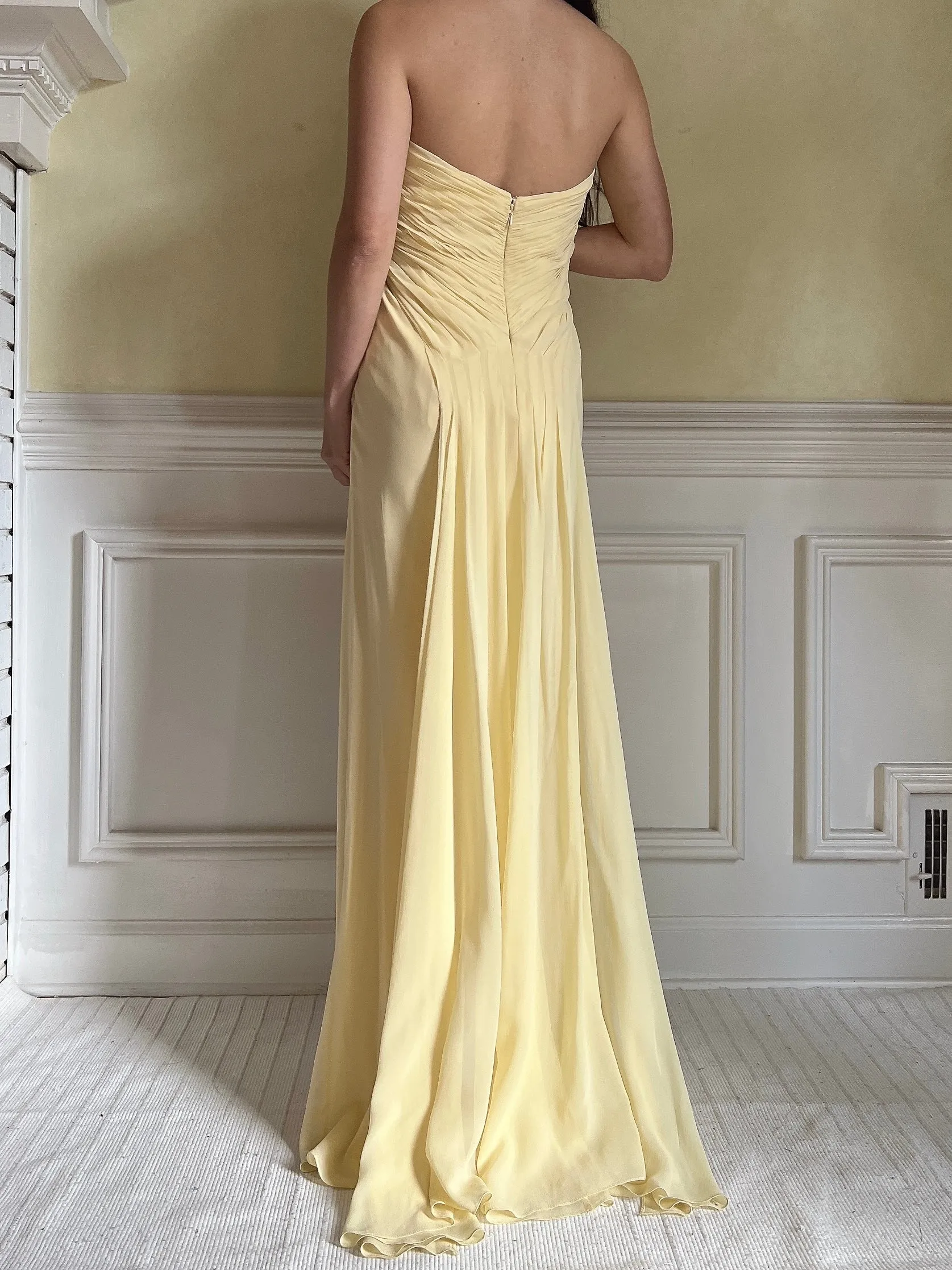 Vintage Yellow Silk Gown - S