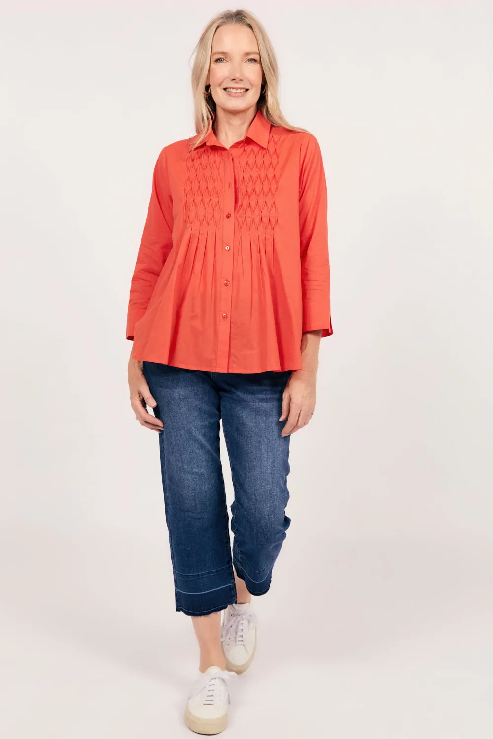 Vivienne Pintuck Blouse in Burnt Orange