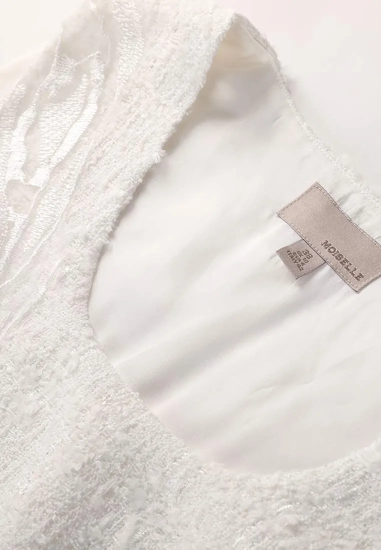 White Lace and Jacquard Mesh Dress