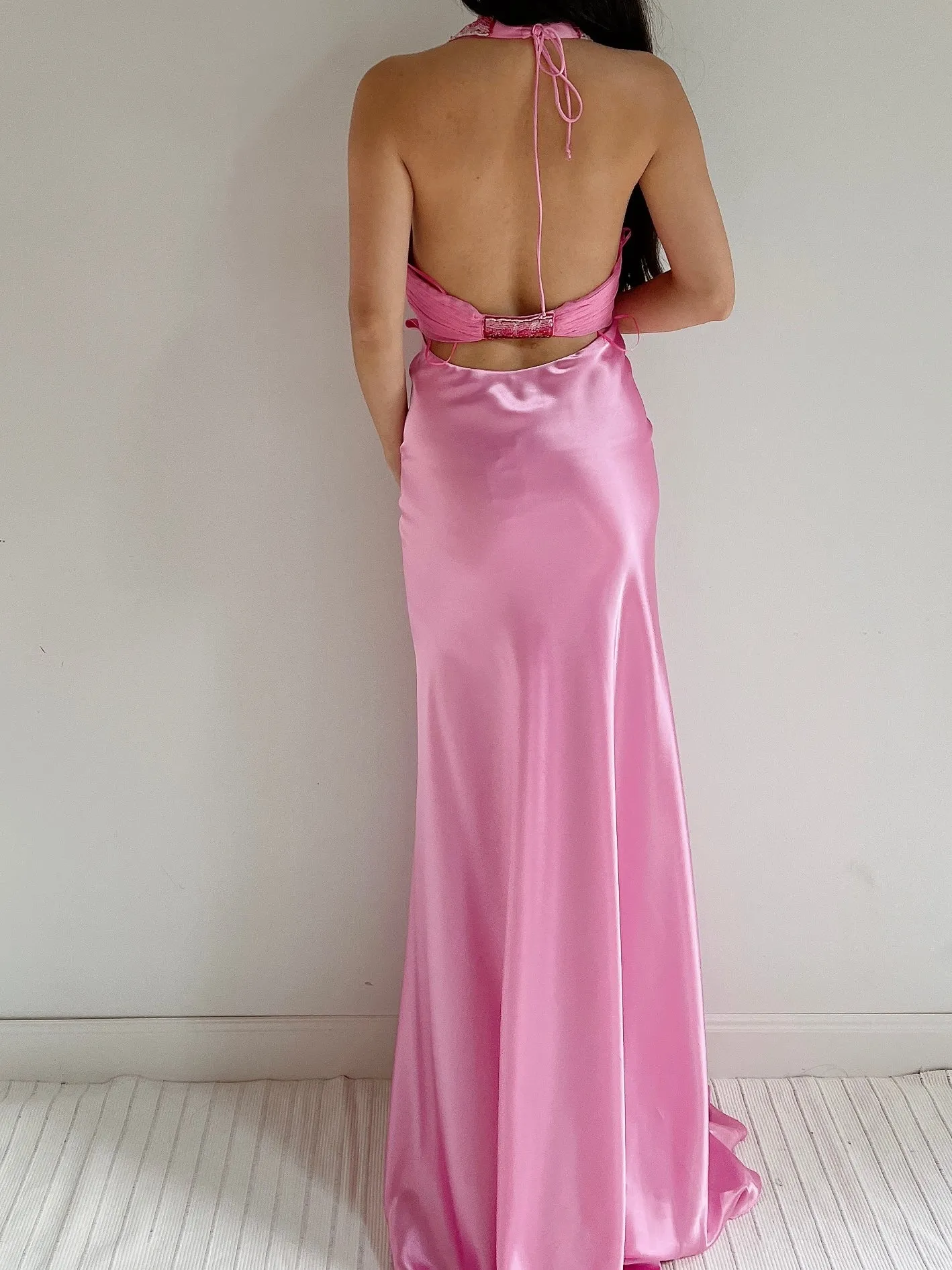 Y2K Hot Pink Satin Gown - M