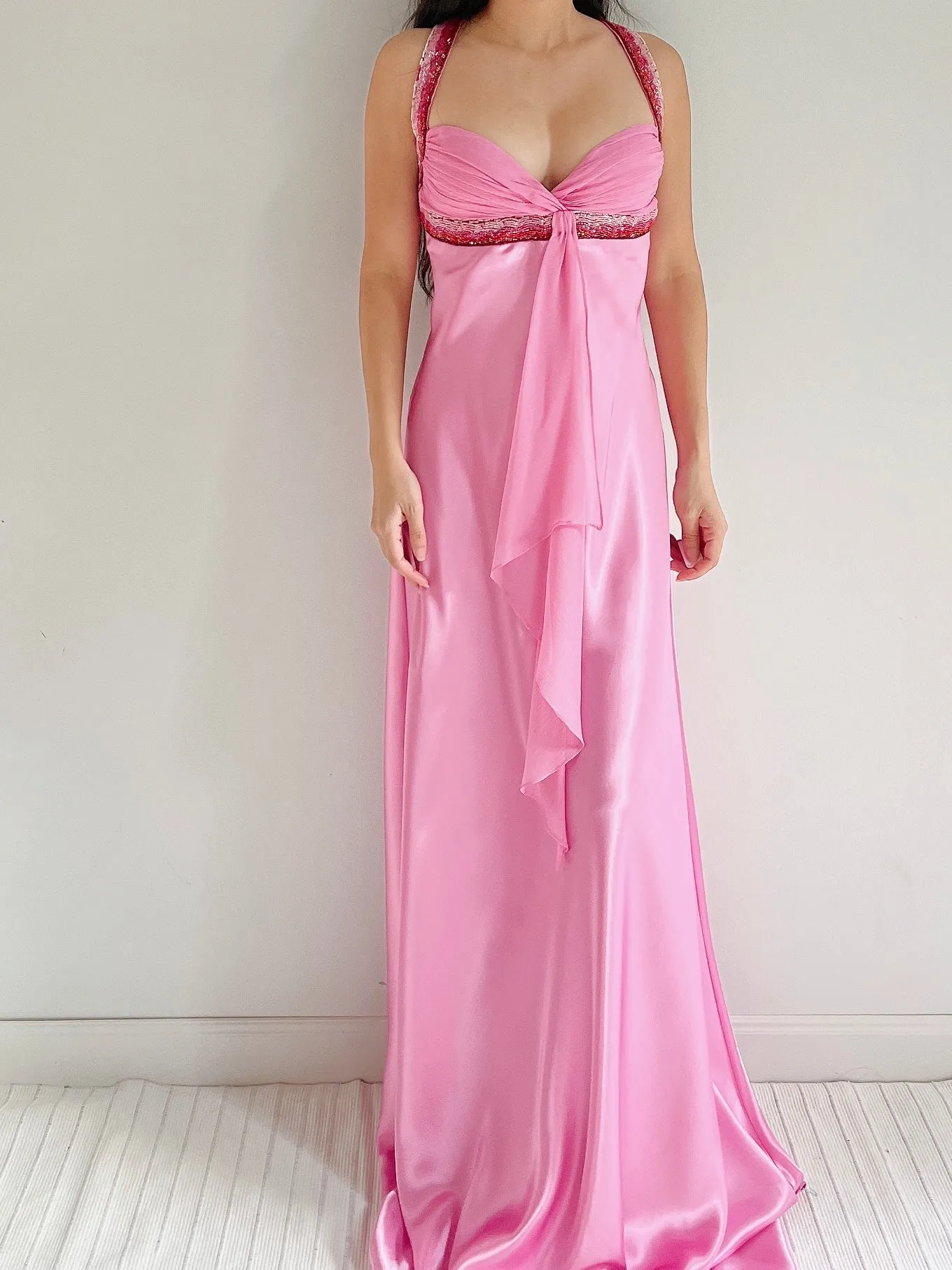 Y2K Hot Pink Satin Gown - M