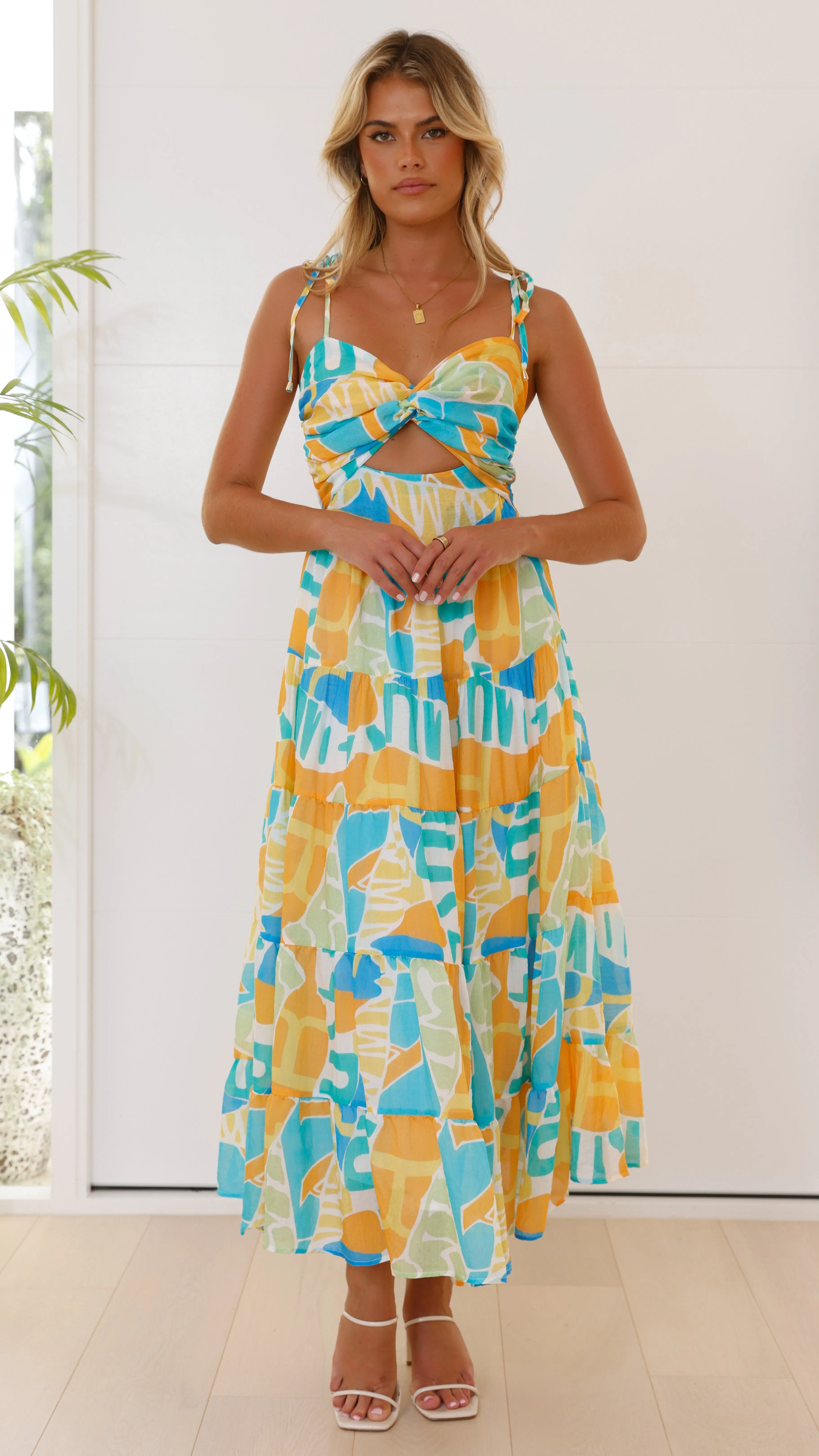 Yaritza Maxi Dress - Blue / Orange Print