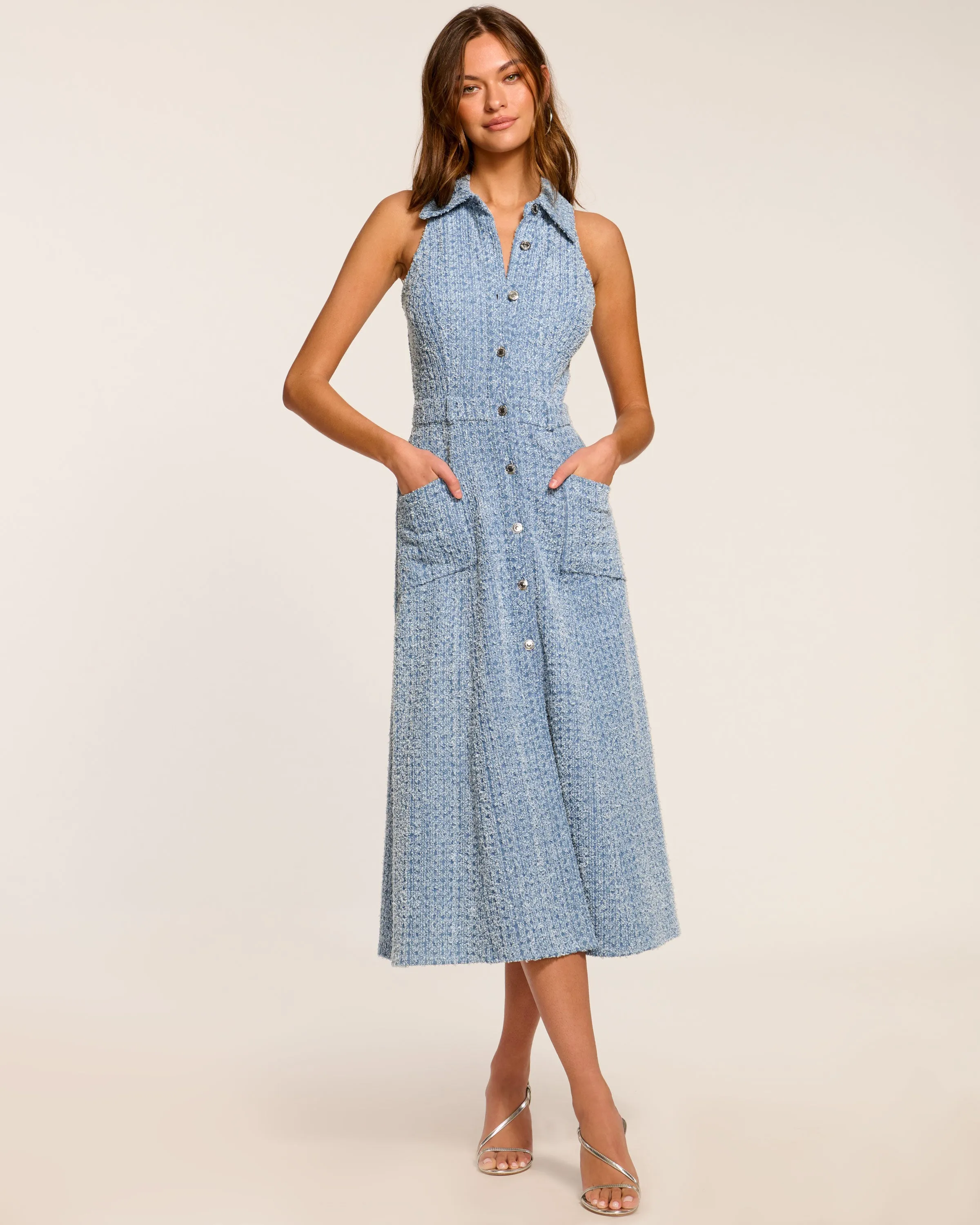 Yesenia Textured Denim Midi Dress