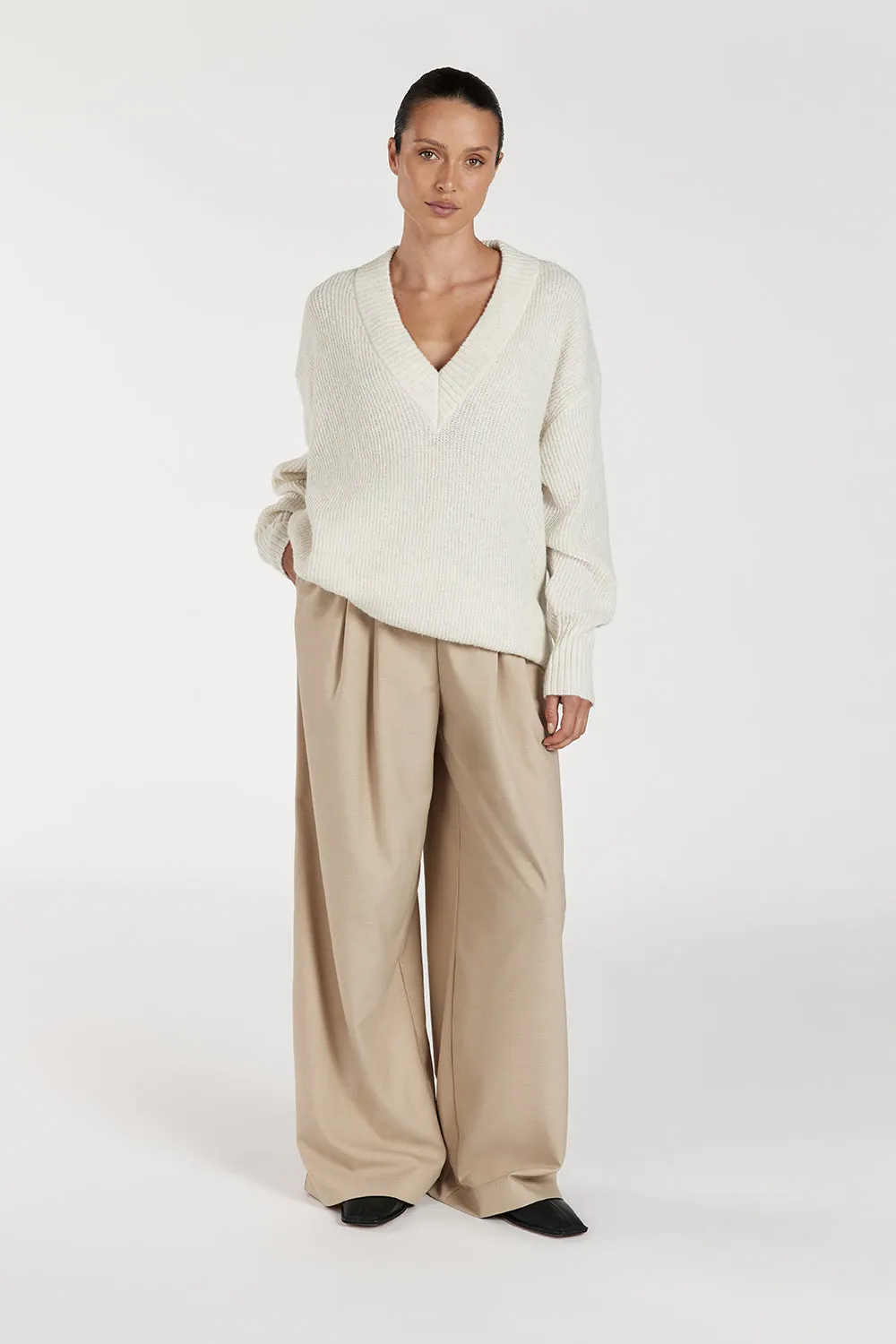 ZELIE CREAM MARLE LONGLINE JUMPER