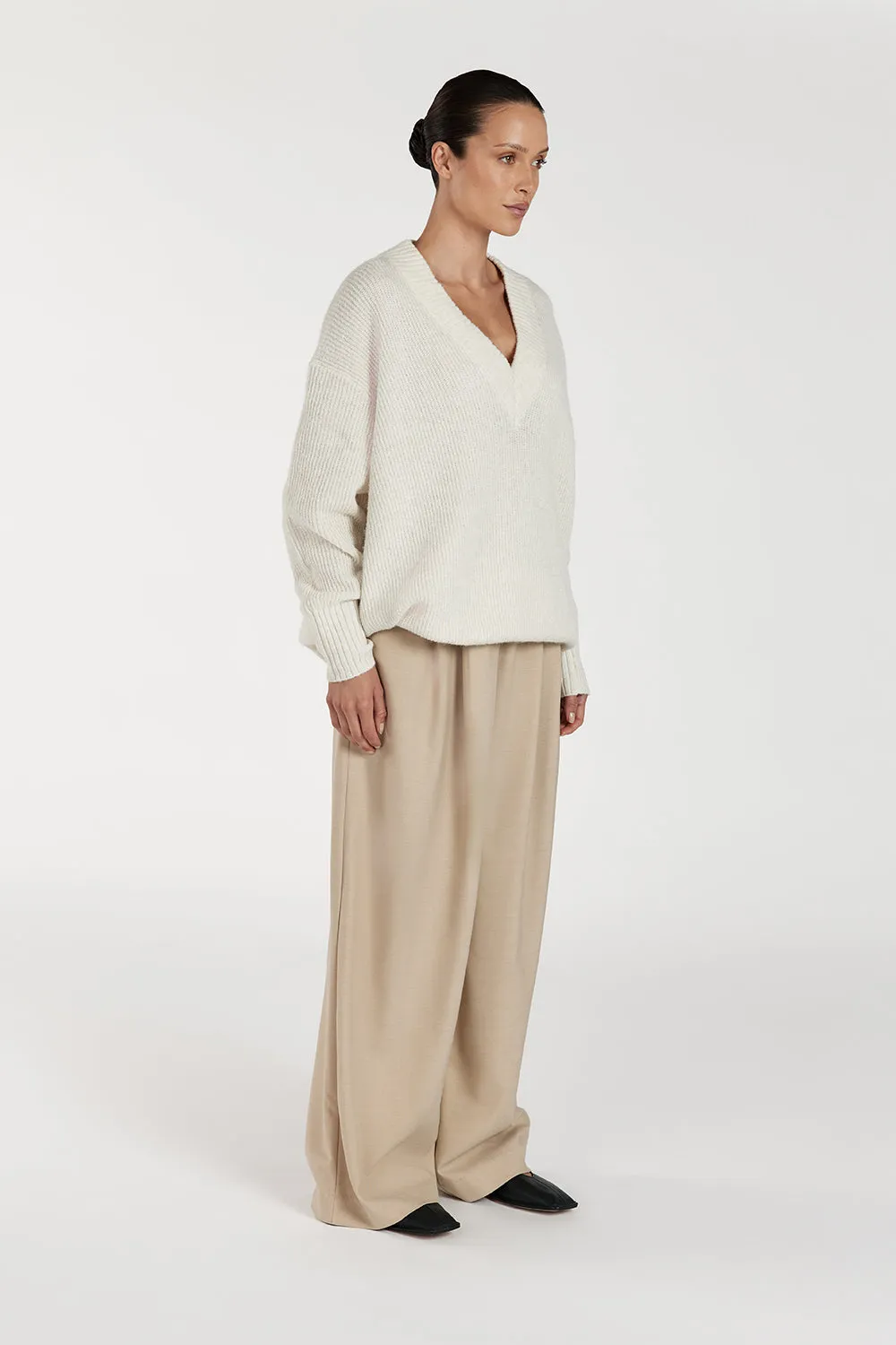 ZELIE CREAM MARLE LONGLINE JUMPER