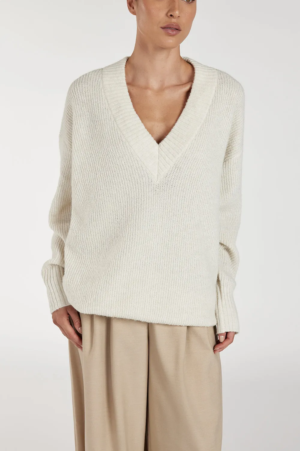 ZELIE CREAM MARLE LONGLINE JUMPER